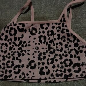 Free People Pink and Black Leopard Print Bra-706144